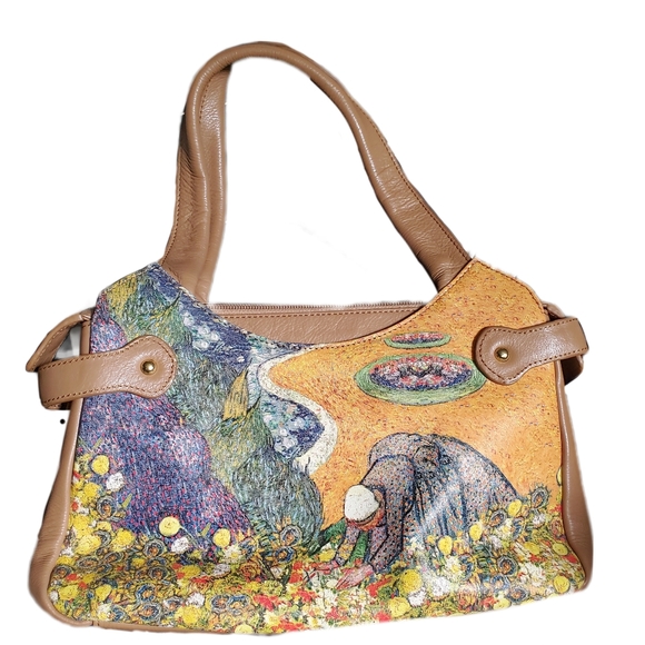jcon Handbags - Jcon Los Angeles printed leather painting woman in garden purse